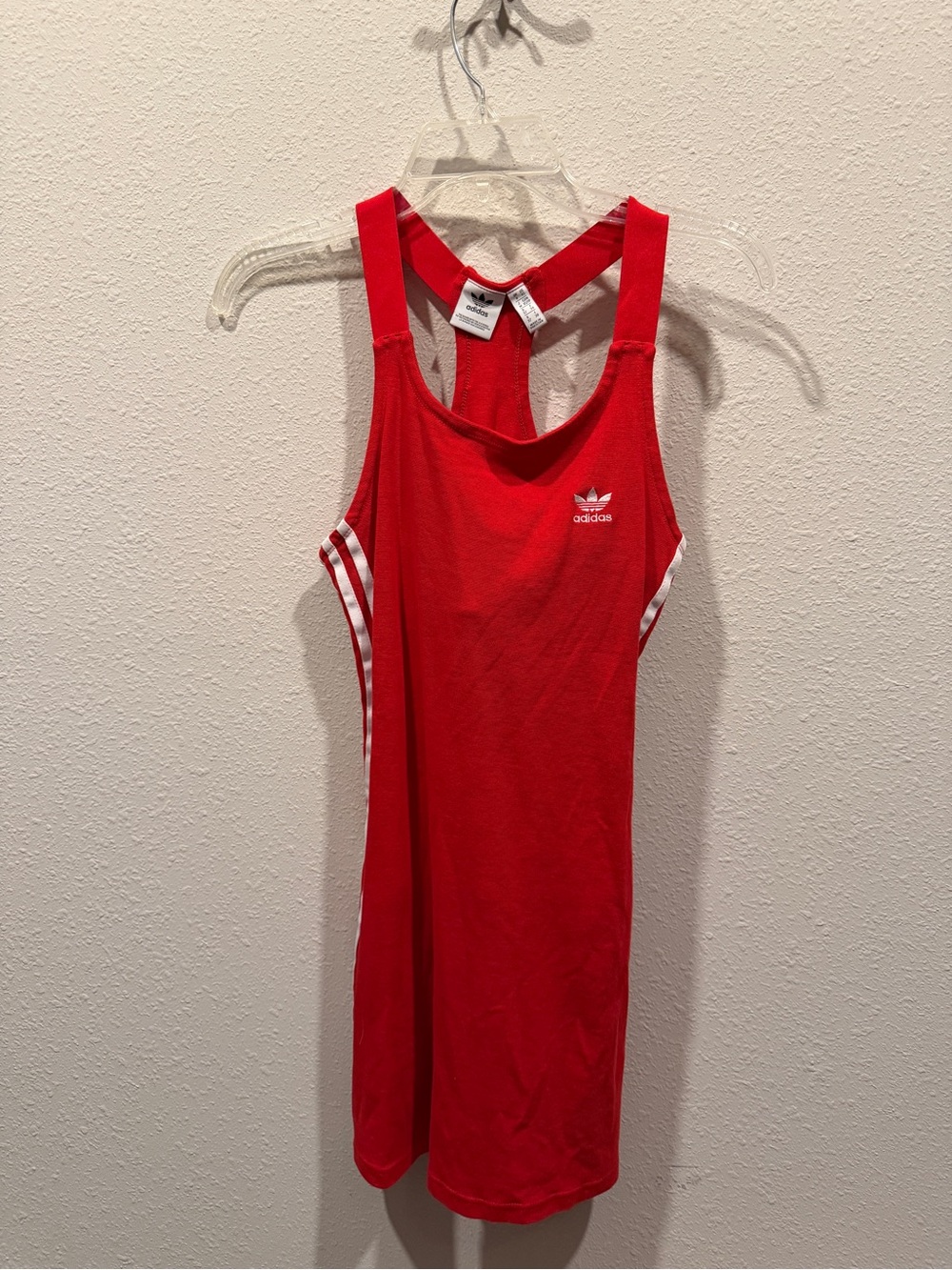 adidas Red Racerback Tank with White Side Stripes